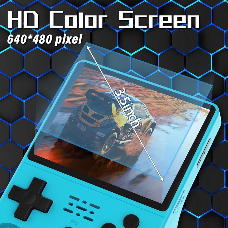 FVBADE [30000 in 1] R40S PRO Handheld Game Console 3.5 inch IPS Screen Mini Retro Console 3800mAh Portable Pocket Arcade 45+ Mainstream Emulator 256G TF Card Transparent.(Blue) - Image 3